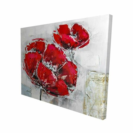 FONDO 16 x 20 in. Abstract & Texturized Red Flowers-Print on Canvas FO2792128